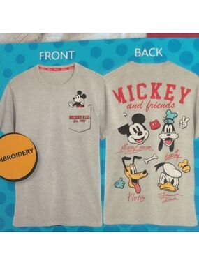 NWT Disney Mickey & Friends Embroidered Character Tee XL              M104